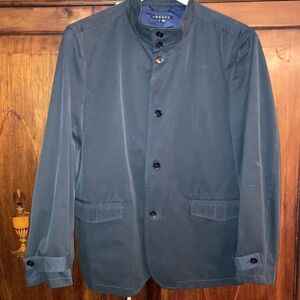 Theory mens cotton short all weather jacket Nehru three button collar button up